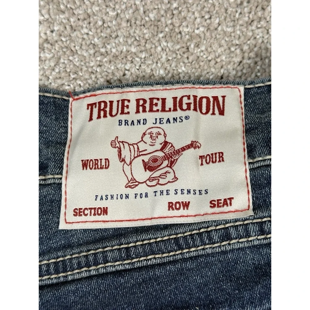 NWT True Religion Big TFlap Jeans 36x32 Geno Relaxed Slim Dark Thunder Bolt Wash